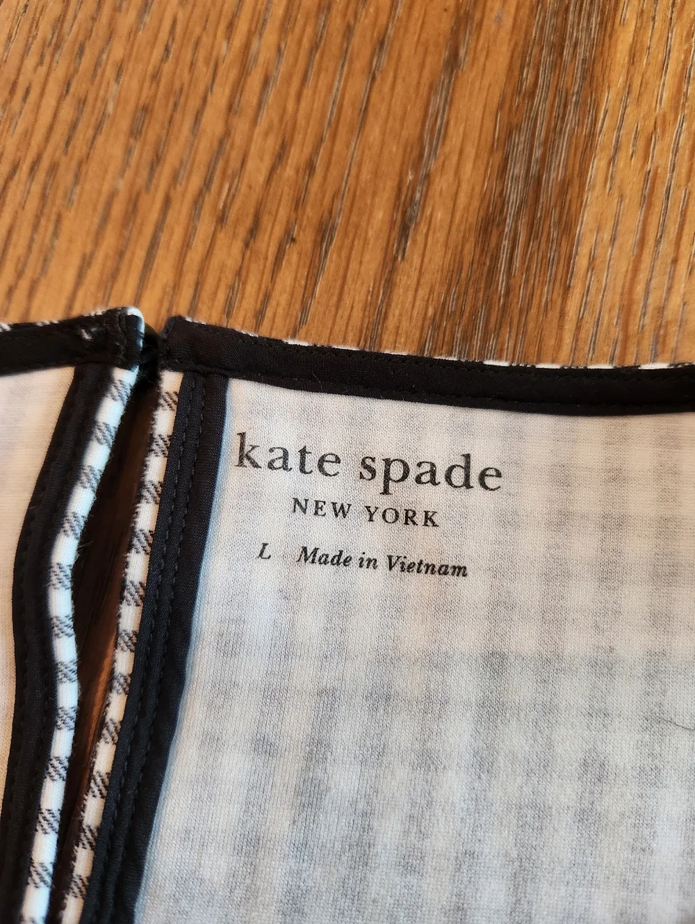 Kate Spade Jazzy Scalloped Gingham Cropped Top Black and White - Large